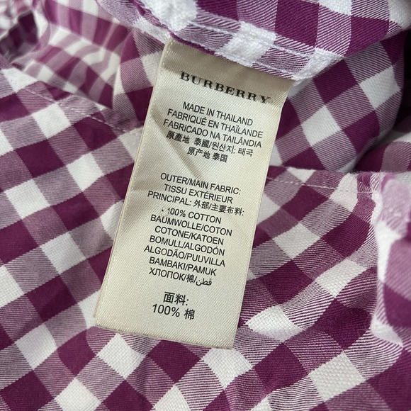Burberry Brit Shirt men's Large Button Up Plaid Purple Long Sleeve 100% Cotton - Picture 8 of 13